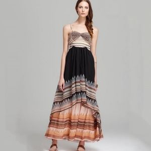 Free People Strapless Maxi Dress - Black and Tan